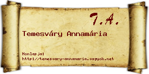 Temesváry Annamária névjegykártya